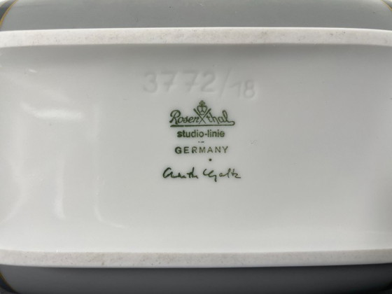 Image 1 of 1980s Gray and Red with Gold Stripe Rosenthal Vase By Christa Goltz Keramische Vaas