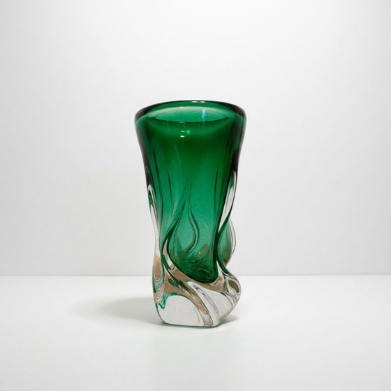 Image 1 of Vase en verre torsadé d'art de Josef Hospodka