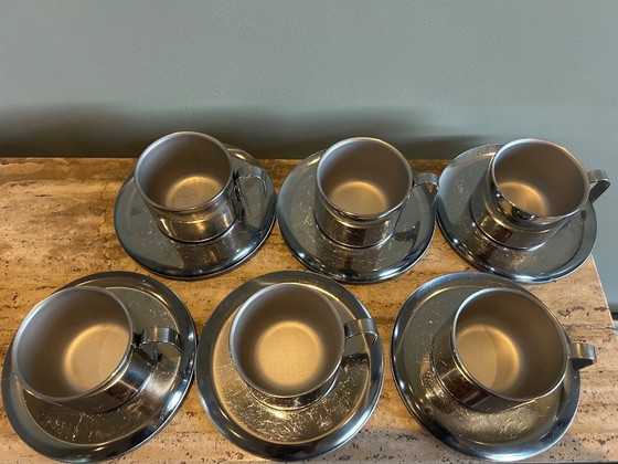 Image 1 of 6x stainless steel coffee cups Guido Bergna
