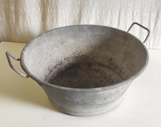 Vintage zinken wasbak - midden 20e eeuw – Plantenbak, Metal (photo 4 of 6)