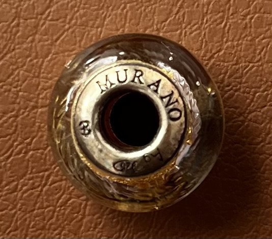 Image 1 of Autentica perlina/ciondolo in vetro di Murano – Argento sterling 925 e lamina d'oro (universale)