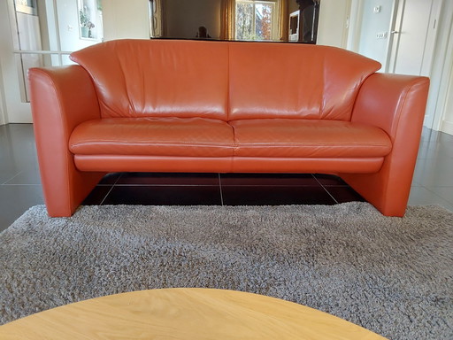 Leolux leather sofa, 2 pieces, color terracotta