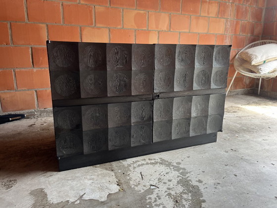 2x Brutalist Cabinet in Black Stained Oak by J. Batenburg for Mi Belgium circa 1969 – Jean Batenburg (photo 6 of 7)
