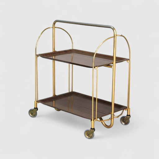 Chariot de service vintage, chariot de bar - pliable, 1970