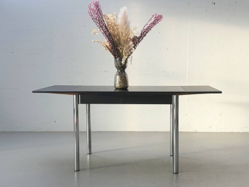 Extendable dining/kitchen table with chrome frame, 1980s
