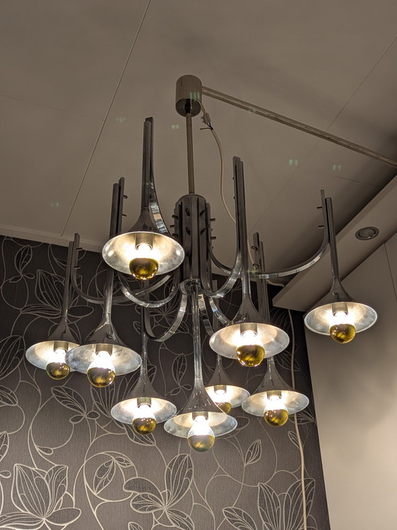 Trumpet Lamp Vintage Design Goffredo Reggini – Pendant lamps, Chrome, Metal (photo 7 of 10)