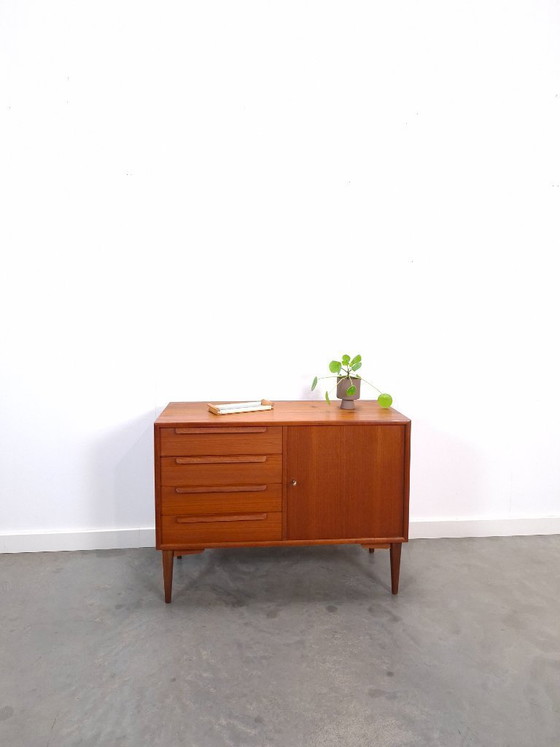 Image 1 of Teak sideboard with 4 drawers and wooden handles, Bornhold
