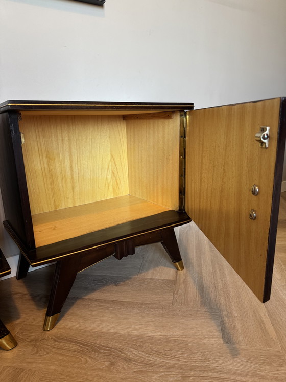 Image 1 of Vintage Art Deco walnut bedside tables set of 2