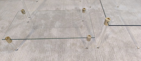 Image 1 of Charles Hollis Jones – Tables d’appoint & étagère modulable design verre et laiton 