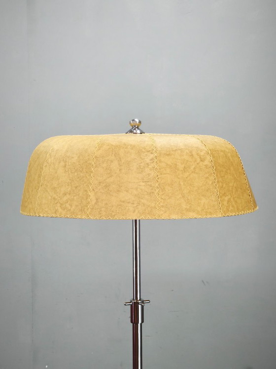 1950s Czechoslovakian Art Deco Chrome Floor Lamp with Handmade Shade – Floor lights, Metal, Paper (photo 11 of 13)