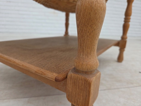 Anni '70, Tavolino scandinavo con cassetti, legno massello di rovere, rattan. – Tavolini (photo 5 of 21)