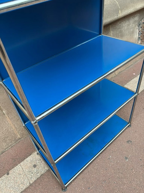 USM Haller Gentiaanblauw 1e Generatie Boekenkast, Boekenkasten, Metaal, Modern (foto 4 van 13)
