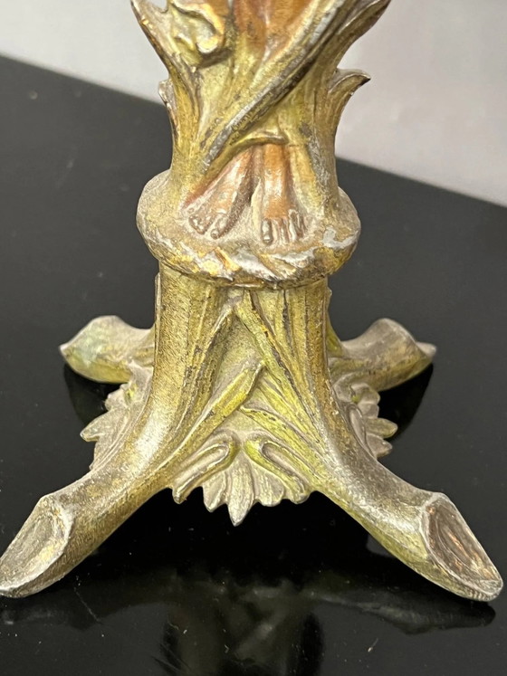 Paire de chandeliers anciens Art Nouveau. – Bougeoirs et chandeliers, Metal (photo 7 of 7)