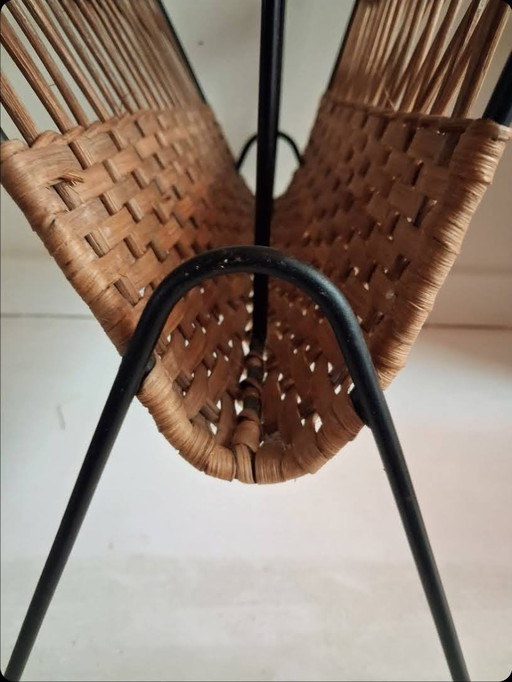 Reading rack, j60, rattan, metal.