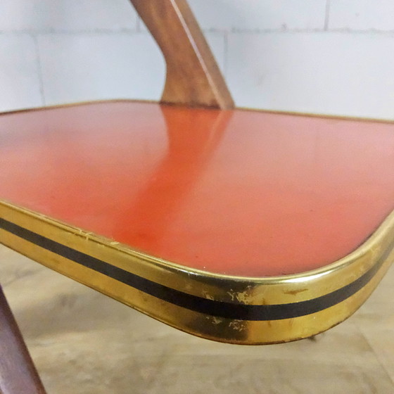 Image 1 of Vintage bijzettafel / plantentafel (Van Teeffelen stijl)  Formica / beukenhout (jaren 60 / 60s)