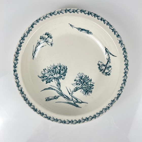 Image 1 of Low salad bowl with rim, "Oeillet" pattern, KG Lunéville, ironstone, 19th century