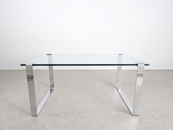 Image 1 of Original Draenert glass dining table, classic design, chrome finish