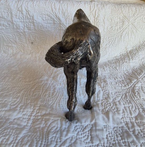 Sculpture de Cheval Broutant à Finition Argentée – Metal (photo 7 of 9)