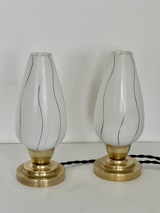 Paar vintage tulpen bedlampjes