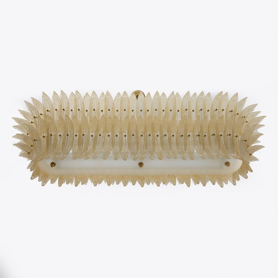 Image 1 of Mid Century Modern Italienischer Muranoglas und Messing Palmette Kronleuchter