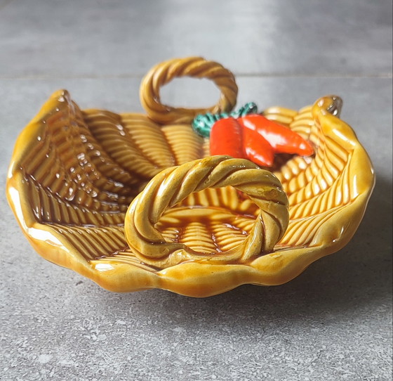 Image 1 of Barbotine "Carrot Basket" Vallauris