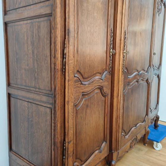 Image 1 of Vintage Antique French Oak Wardrobe Cabinet Dismantable