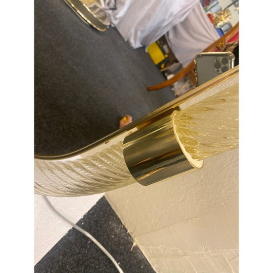 Image 1 of Elegante specchio da parete in vetro di Murano color oro "Torciglione" in stile Barovier