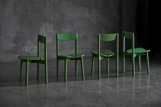 Image 1 of Groene eetkamerstoelen van Pierre Gautier Delaye, Frankrijk, 1965