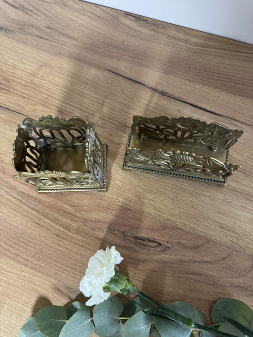 Vintage messing brievenhouder en pennenhouder