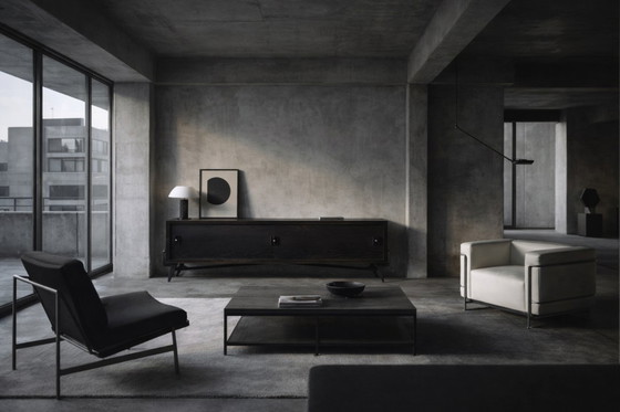 Image 1 of Vintage Mid-Century Scandinavian Modern Dark Oak Sideboard with Wooden & Metal Handles, 1960s