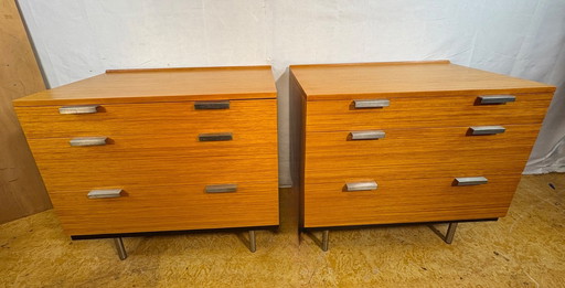 Mid Century Retro Teak Pair of Chest of Drawers by Stag (Circa 1970)  A fantastic pair of mid century modern teak chests of draw
