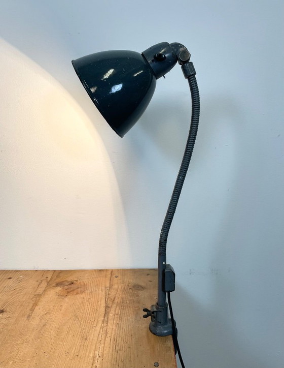 Image 1 of Lampada da scrivania a collo di cigno in smalto grigio industriale di Siemens, anni '50