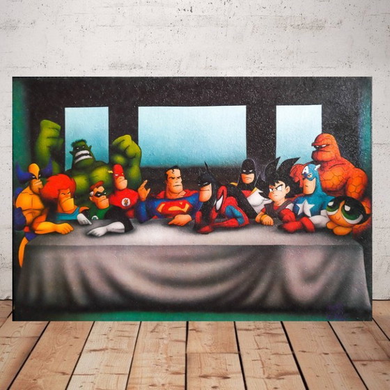 Image 1 of Photo imprimée sur plexiglas / La Cène revisitée de Leonard de Vinci, Edition limitée, décoration street art, Avenger