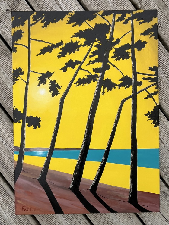Image 1 of Acrylic and ink on canvas. 70x50cm