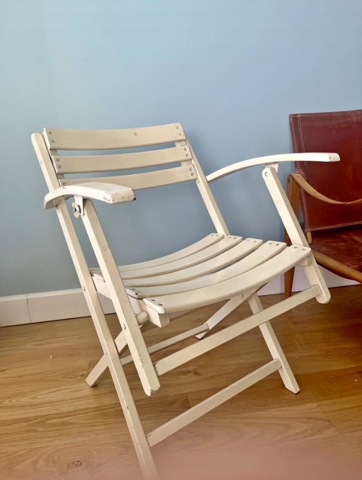 4 chaises de terrasse pliantes en bois (vers 1960) probablement italiennes