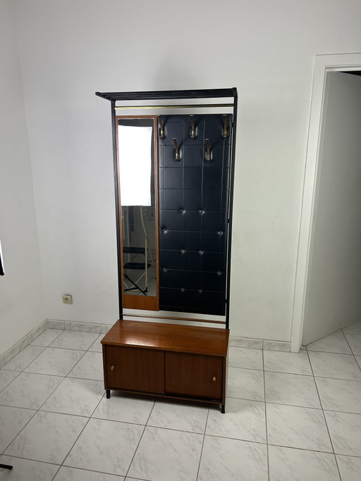 Vintage mid century modern hal kapstok met spiegel