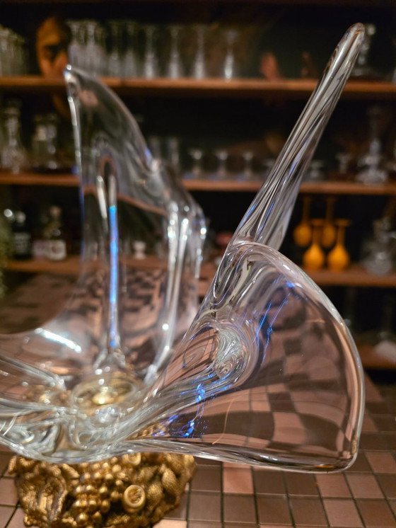 Image 1 of Groot Italiaans mid-century sculpturaal kristallen schaalobject op bronzen voet (jaren 60/70)