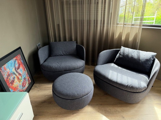 2x Bart Armchair - Swivel with footstool