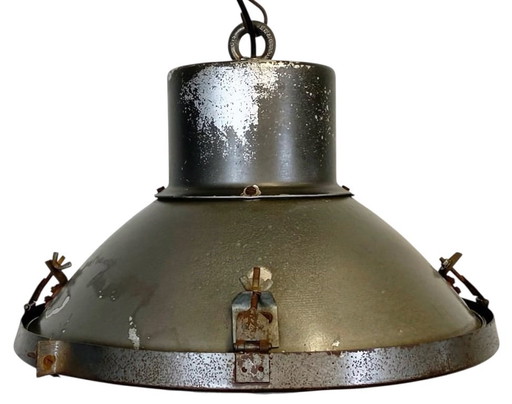 Lampada industriale in alluminio con copertura in vetro, anni '60