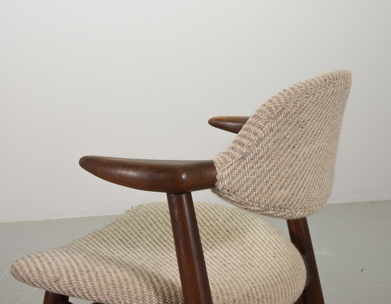 Image 1 of Sedie da pranzo Tijsseling in autentico stile vintage con tessuto di lana grigio-bianco di Hulmefa, set da 2