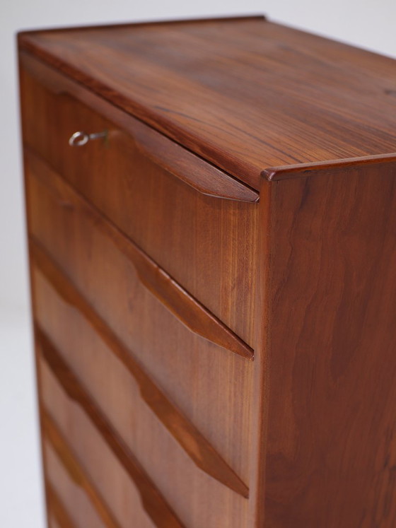 Image 1 of Tall teak chest of drawers vintage 1960s Danish