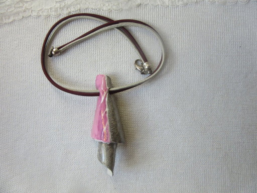 Porcelain Pendant within chain by Belgian Artiste