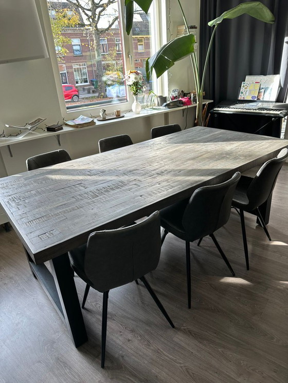 Image 1 of Set di 6 sedie da pranzo in similpelle PU antracite