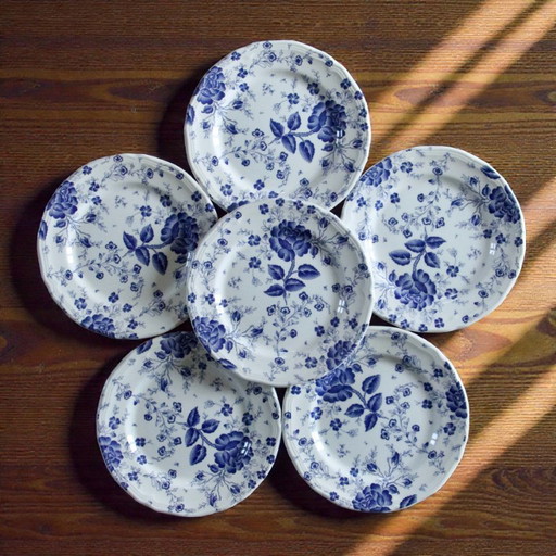 Vintage Italiaanse borden gesigneerd Quadrifoglio met Toile de Jouy-decoratie