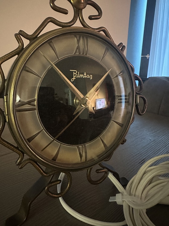 Image 1 of Horloge de table en laiton style Jacob Palmtag vintage, style moderne du milieu du siècle, années 50/60 (occasion)
