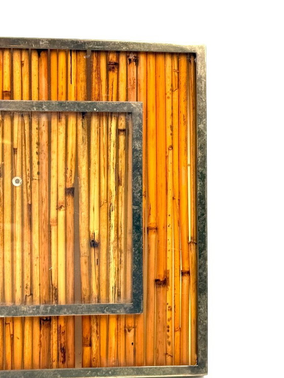 Image 1 of Marco de fotos estilo Hollywood Regency, de bambú y latón, al estilo de Gabriella Crespi, Italia, década de 1970.