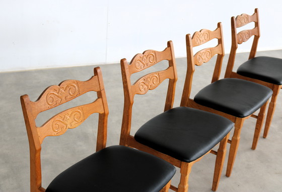 Image 1 of 4x Brutalistische dänische Esszimmerstühle