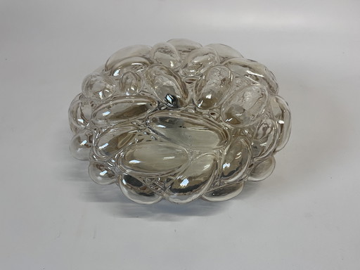 Vintage Amberkleurige Plafonnière Wandlamp Langwerpige Bubbels Helena Tynell Glashütte