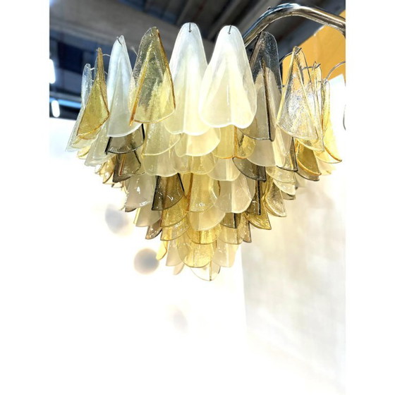 Image 1 of Venetian Amber and Fumè Multicolor “Rondini” Murano Glass Chandelier