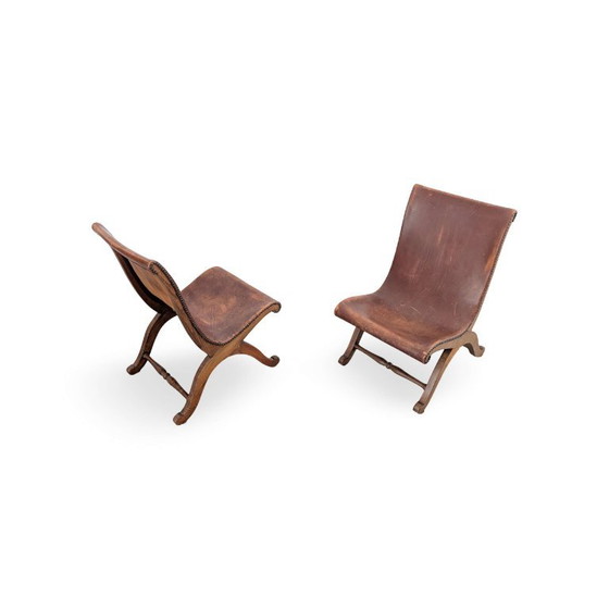 Set of 2 Pierre Lottier Chairs 1950s Almazan Oak Leather Vintage – Side chairs, Wood (photo 6 of 10)